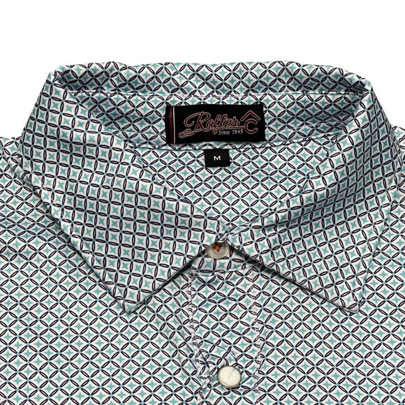 Rafter C Men's Teal Pattern Polo Size Medium - Picture 4 of 4